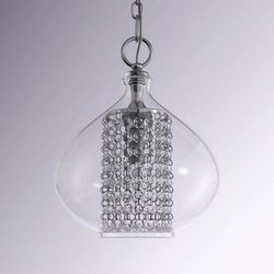Glass Teardrop Pendant with Crystal Accents