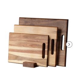 YSTKC Acacia Wood Cutting Board Set of 3 for Kitchen, Thick Chopping Board, Large Wooden Cutting Board Set with Deep Juice Groove Butcher Block, Woode