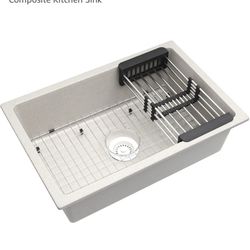 MILOSEN Oatmeal Granite Kitchen Sink