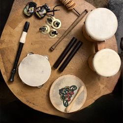 Musical Instrument Lot - Drums, Maracas, Shakers, Tambourine, Recorder