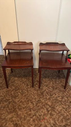 Mid century two tiered end tables