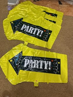 6 New Black& Yellow Party arrow balloons