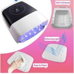 132W Cordless UV Nail Lamp Rechargeable Gel Lamp Professional LED Nail Light Dryer with Removable Stainless Steel Plate 4 Timers Auto Sensor Fast Curi