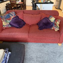 Couch Red And Multicolored 