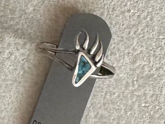 Hand Crafted Turquoise Silver Claw Ring, 1/2” Long, Size 7 1/2