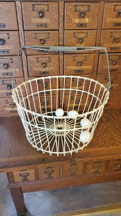 Vintage metal egg basket