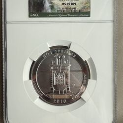 2010 5oz NGC MS69 DPL HOT SPRING SILVER COIN 