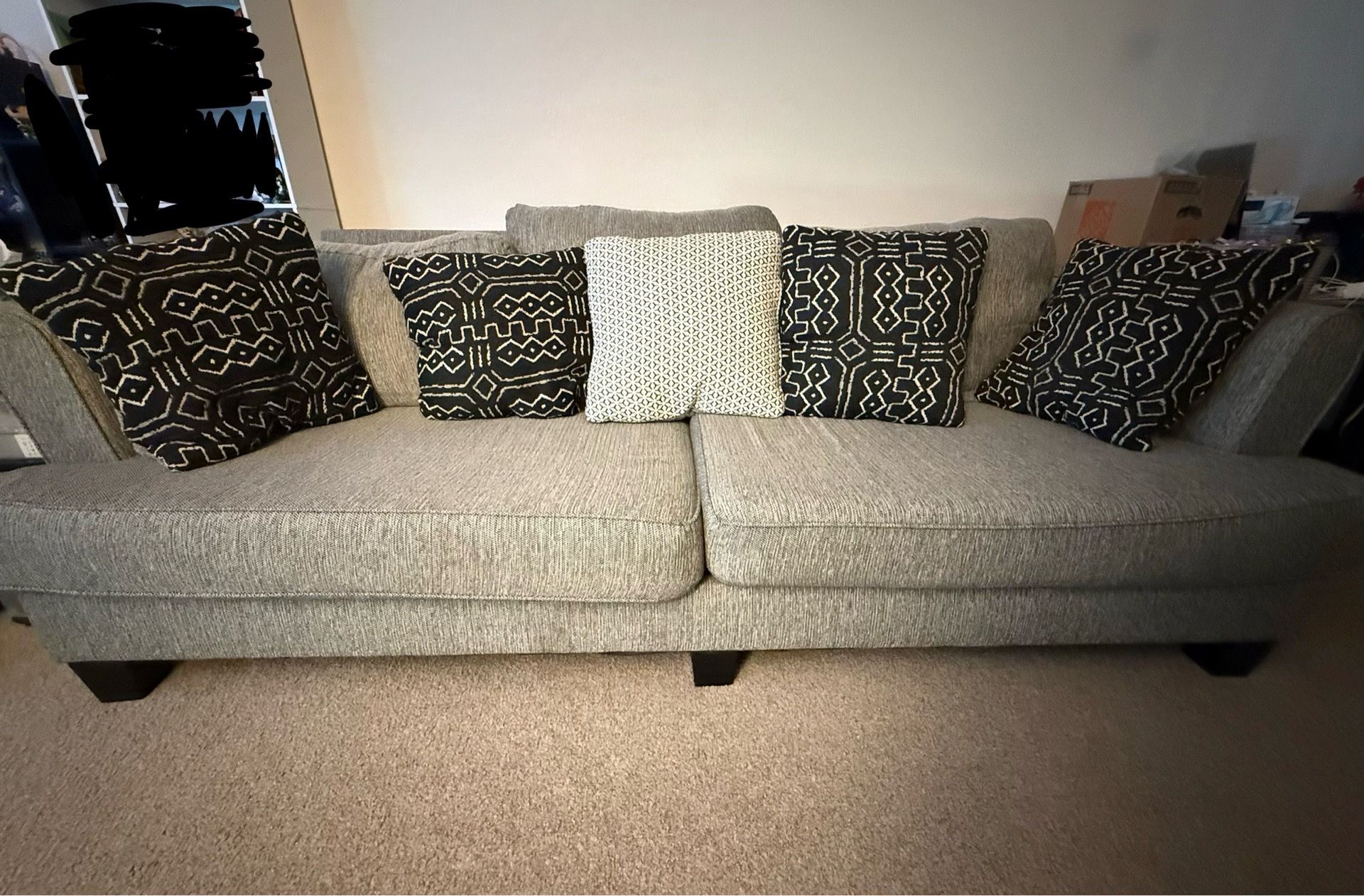 Gray couch + pillows