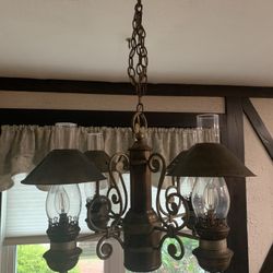 Antique Four Light Brass Chandelier..