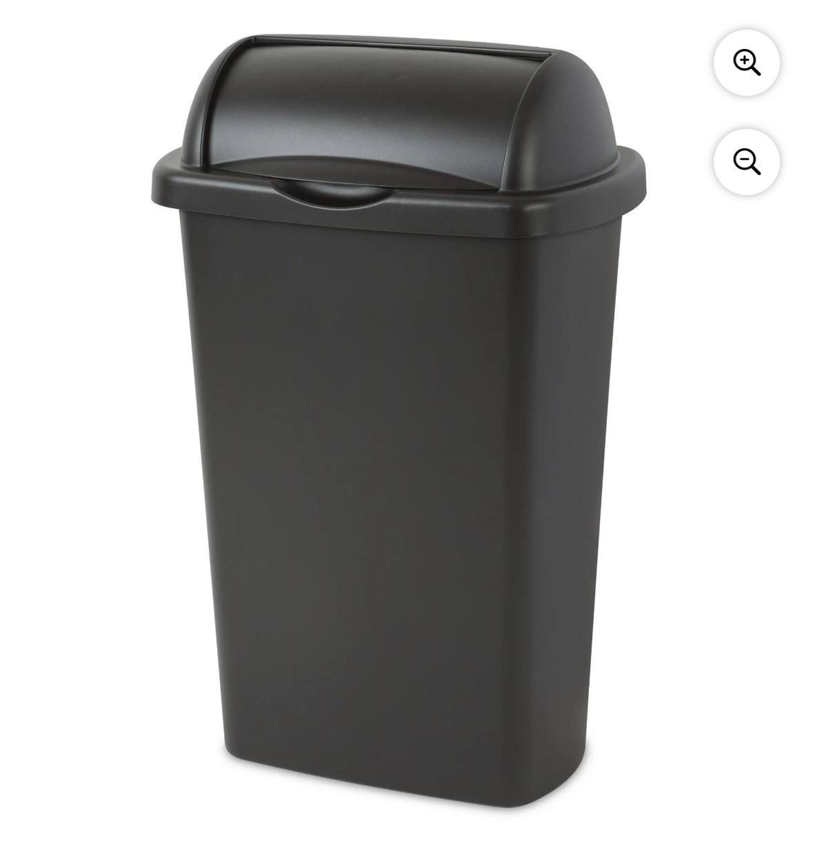 Sterilite Kitchen Trash Can, 13 Gallon Plastic Garbage Bin with Roll Top Lid, Black