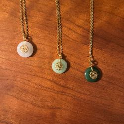 Jade Circle Pendant And Necklace