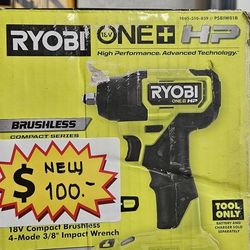 New 18V Ryobi compact 3/8" impact wrench