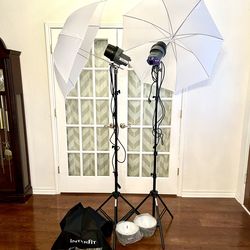 Set Of Two Interfit EX150 Studio Flash Strobe Light Photography Kit Perfect Lighting Setup For Capturing Your Subject With No Shadow Effects