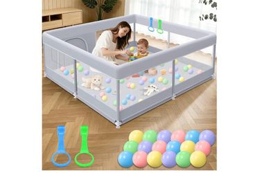 New!✨ 50x50 baby play pen with balls and pull up rings