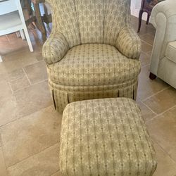 Beautiful decorative upholstered chair with Ottoman. 