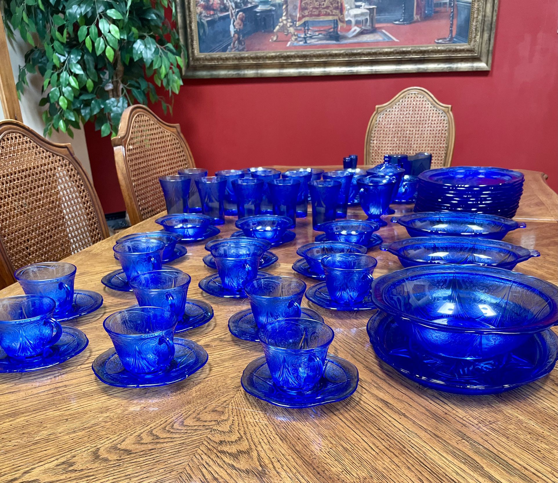 Vintage Cobalt Blue Glass Dinnerware