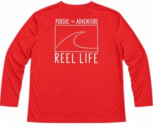 Reel Life Men’s XXL Red Long Sleeve Performance Fishing Shirt Graphic Outdoor