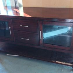 Dark Mahogany Solid Wood Entertainment Center