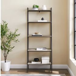 Walker Edison Urban Industrial 5-Shelf Ladder Bookcase, Grey Wash