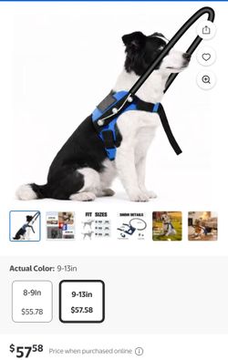Adjustable Protective Halo Harness and Collar with Navigation Aid for Blind Dogs, Safe Mobility Support Vest (9-13In)