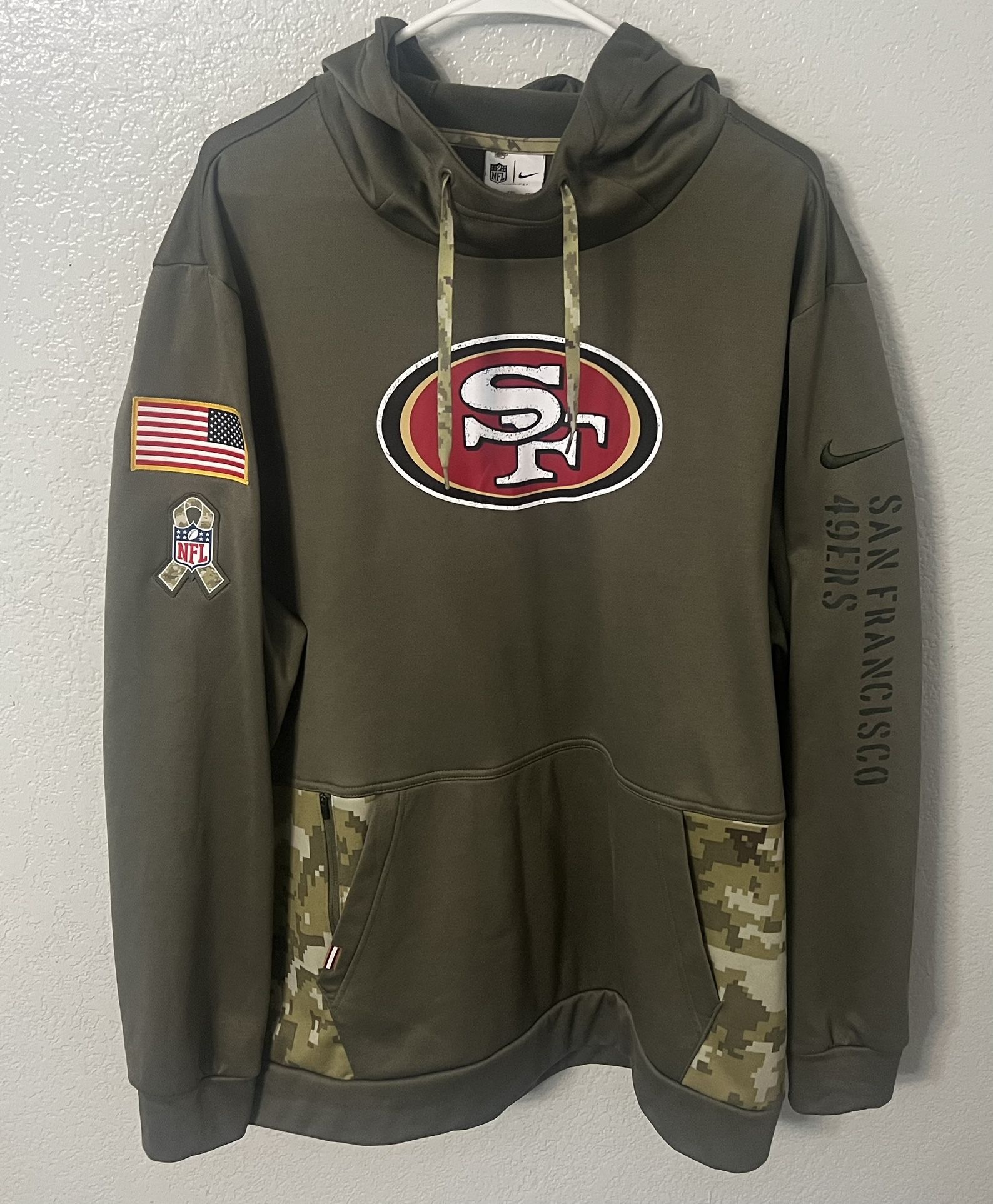 Nike Mens Green San Francisco 49ers Camouflage Hoodie Size 2XL