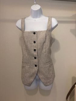Women's Striped Button-Front Vest Top NWOT