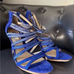 INC International Concepts Suede Blue Rhinestone Heels