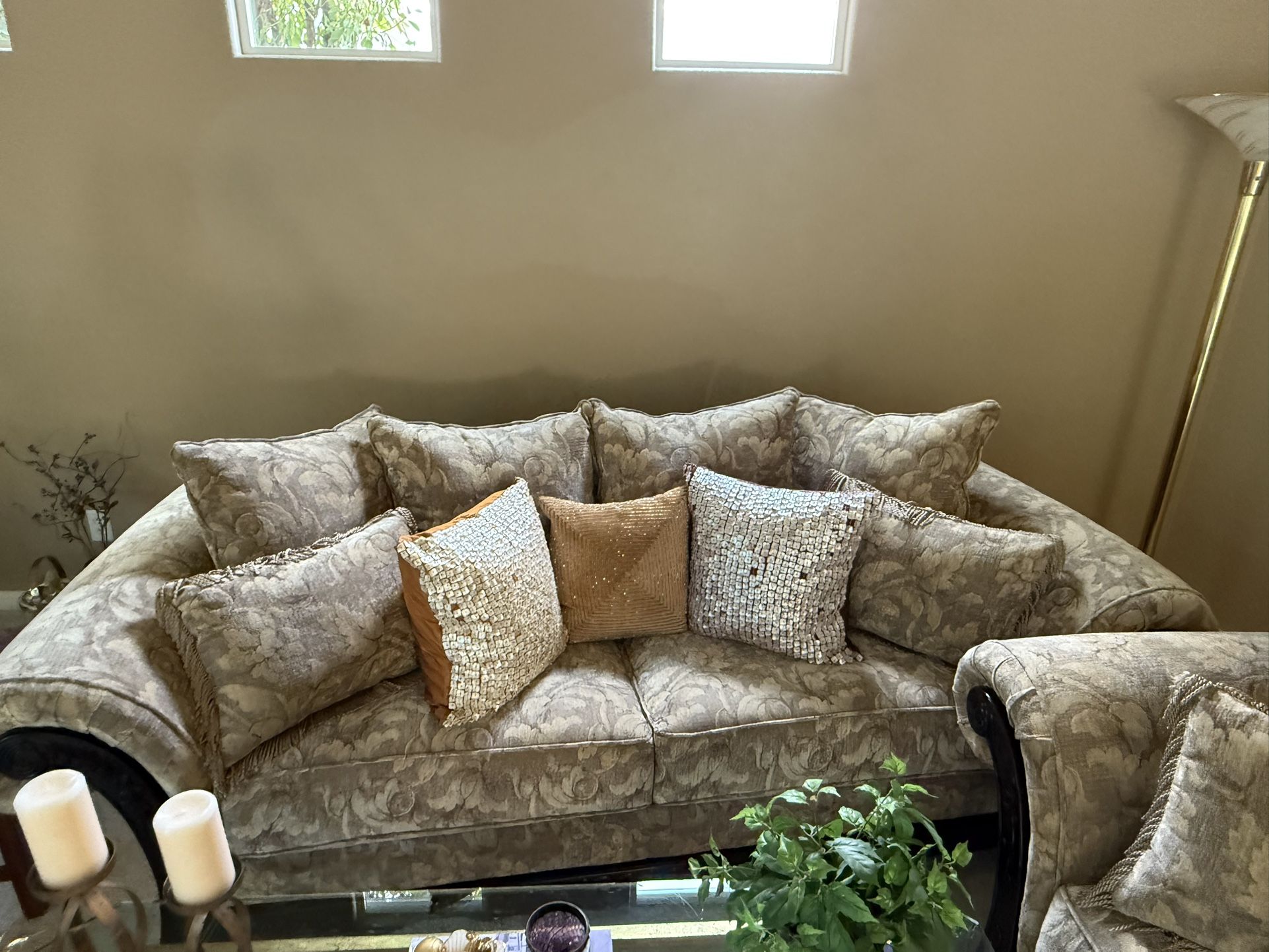 Elegant Custom Patterned Sofa with Cushions