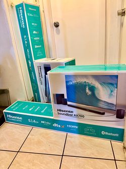 Hisense AX700 Soundbar 5.1.4 Ch. Dolby Atmos Home Theater w/ Wireless Subwoofer & Rear Speakers – 570W Peak Power