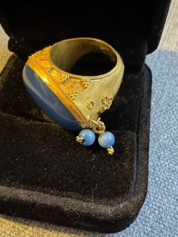 Charming Heavy Ring , 18k Solid Gold With , Size 6 But Adjustable In Any Local Jewelry Store 