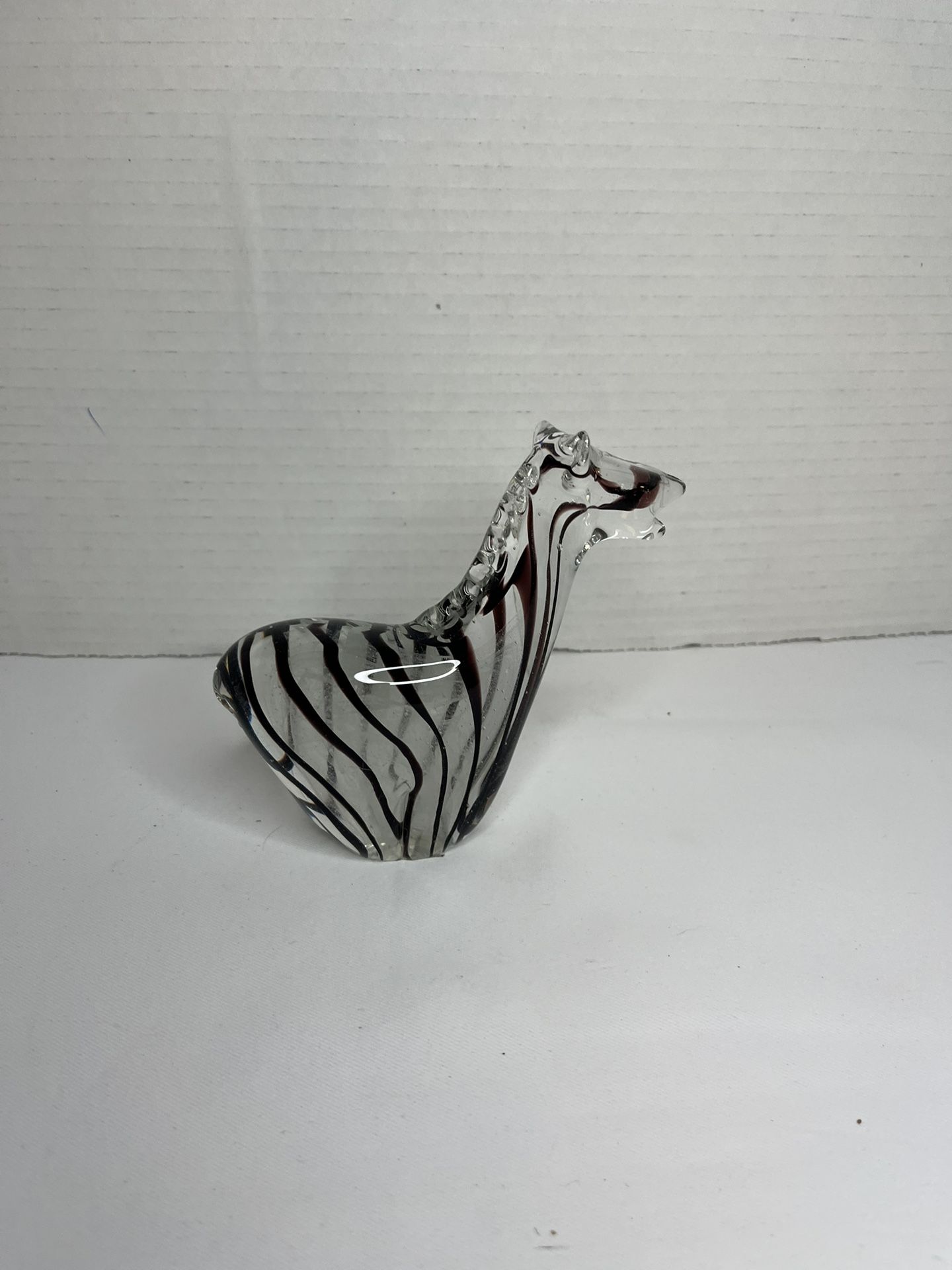 Dynasty Gallery Glass Paperweight Glow In The Dark Zebra Purple Strips.5X5.25"