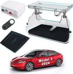 new for Tesla Model 3 Under Screen Storage,Only Fit 2024 Model 3 Highland Under Screen Storage,with Center Console Wireless Charger Silicone Mat,2024 