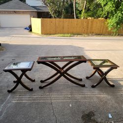 M.F.C Fractured Console/Sofa Table With 2 End Tables 