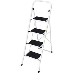 Folding 4-Step Ladder Anti-Slip Platform 330 lbs Capacity Portable Steel Frame