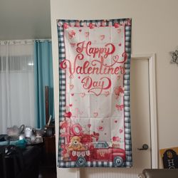Happy Valentine's Day Door Cover Photo Backdrop Decor 72" x 36"