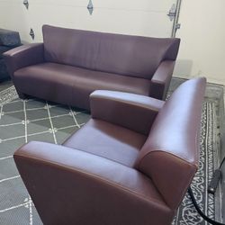 sofa and armchair made of artificial leather