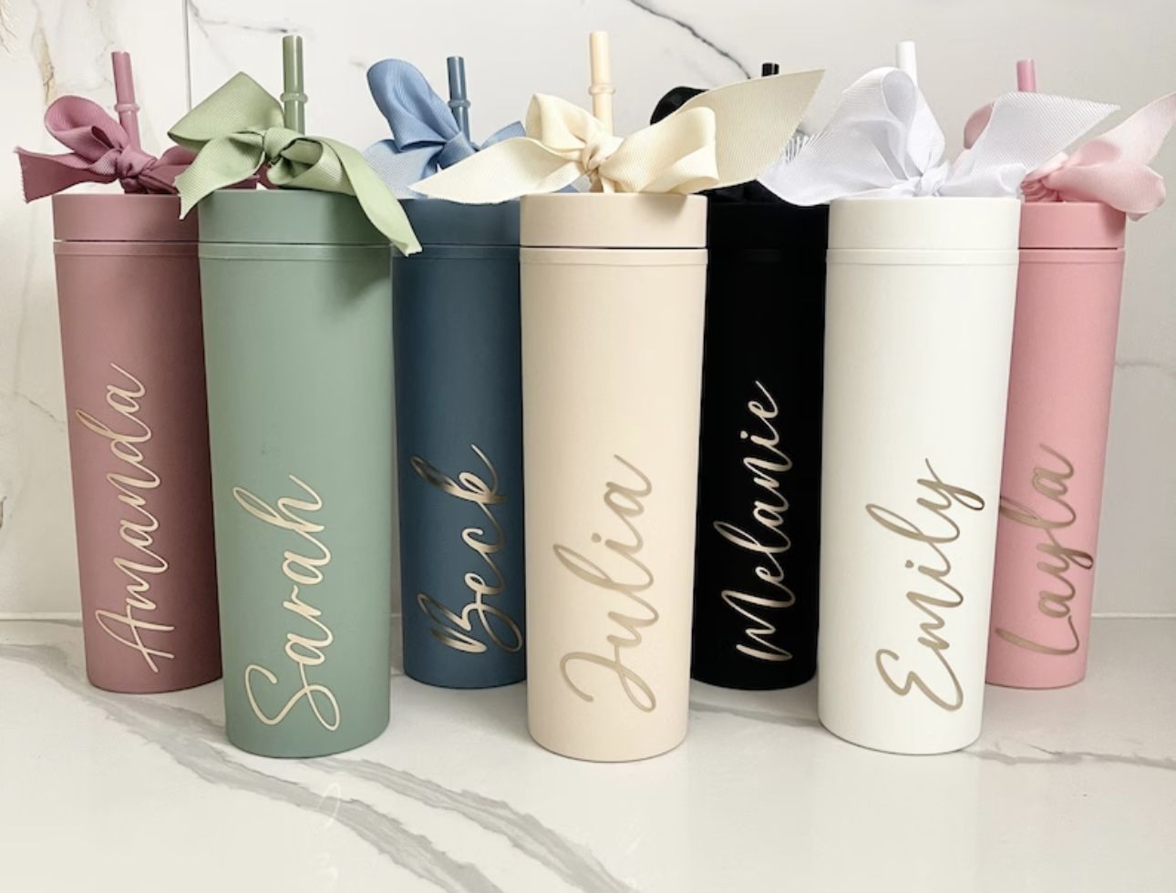 Personalised Bridesmaid Skinny Tumbler
