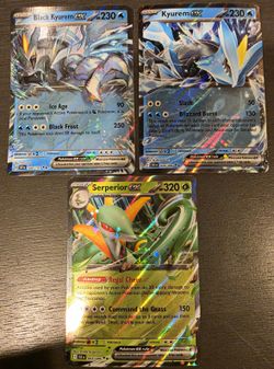 3x POKEMON CARDS: Black Kyurem EX, Kyurem, & Serperior EX