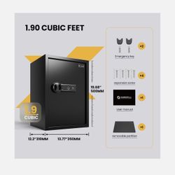 XDeer Biometric Safe Lock Box - 1.90 Cubic Feet Fingerprint Safe