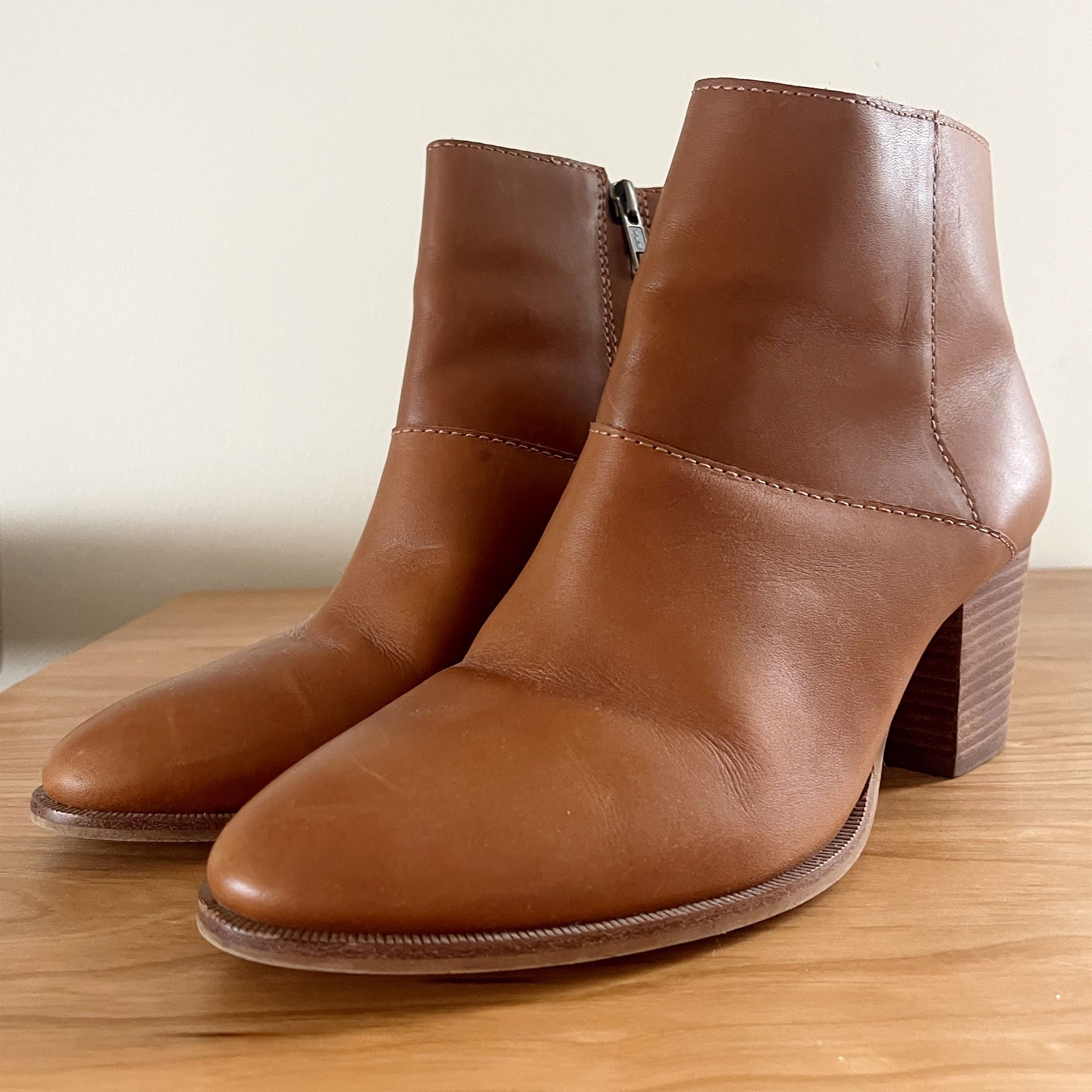 Madewell Chestnut Brown Leather Ankle Boots 8 1/2
