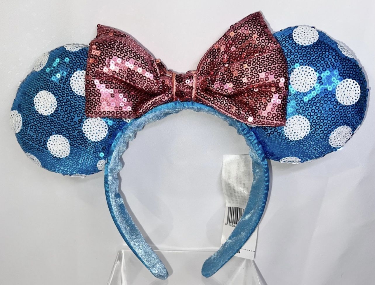 NWT-Shanghai Disney Resort Blue Polka Dot Sequin Ears