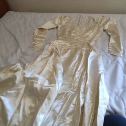 Vintage Silk Wedding Dress, Circa 1930s/1940s