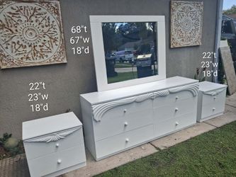 4 Piece Satin White Dresser Set