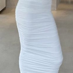 Joyfunear Solid Ruched Dress