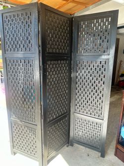 Black Wooden Folding Room Divider Screen
