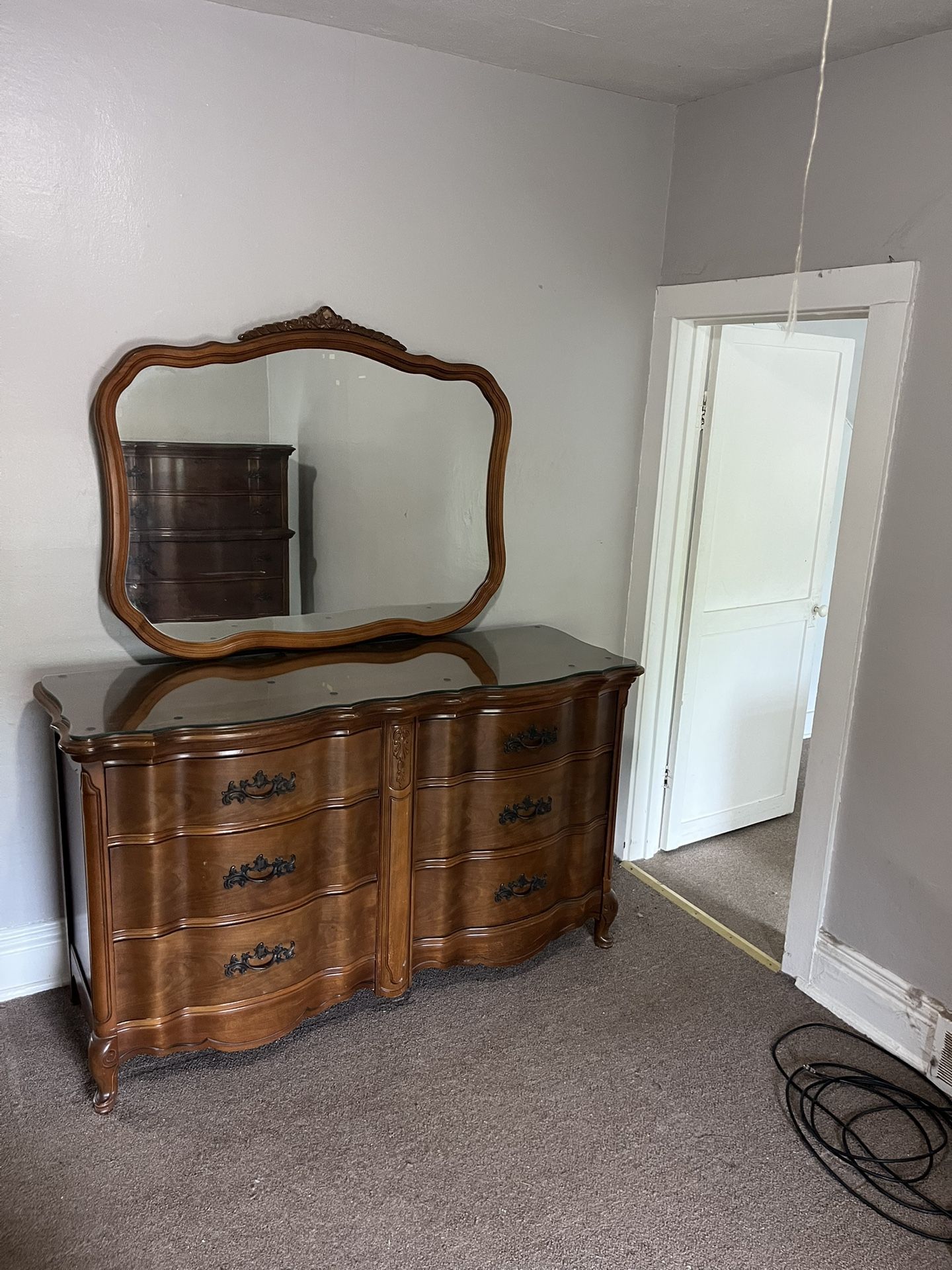 60’s Antique Bassett Furniture Cherry Sequin Chalons Collection! Two Dressers 1w/mirror