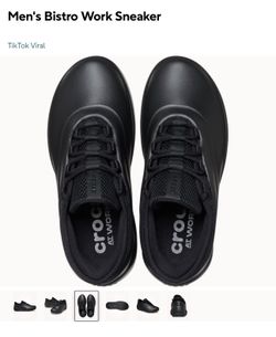 Crocs Men's Bistro Work Sneaker – Black, Size 10 (New)