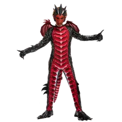 Black & Red Dragon Costume – Child Boy's Spooktacular Halloween Size Large W/Pkg