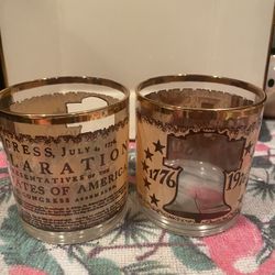Vintage Bicentennial Tumblers Lot of 4 Glasses Declaration Of independence Liberty Bell