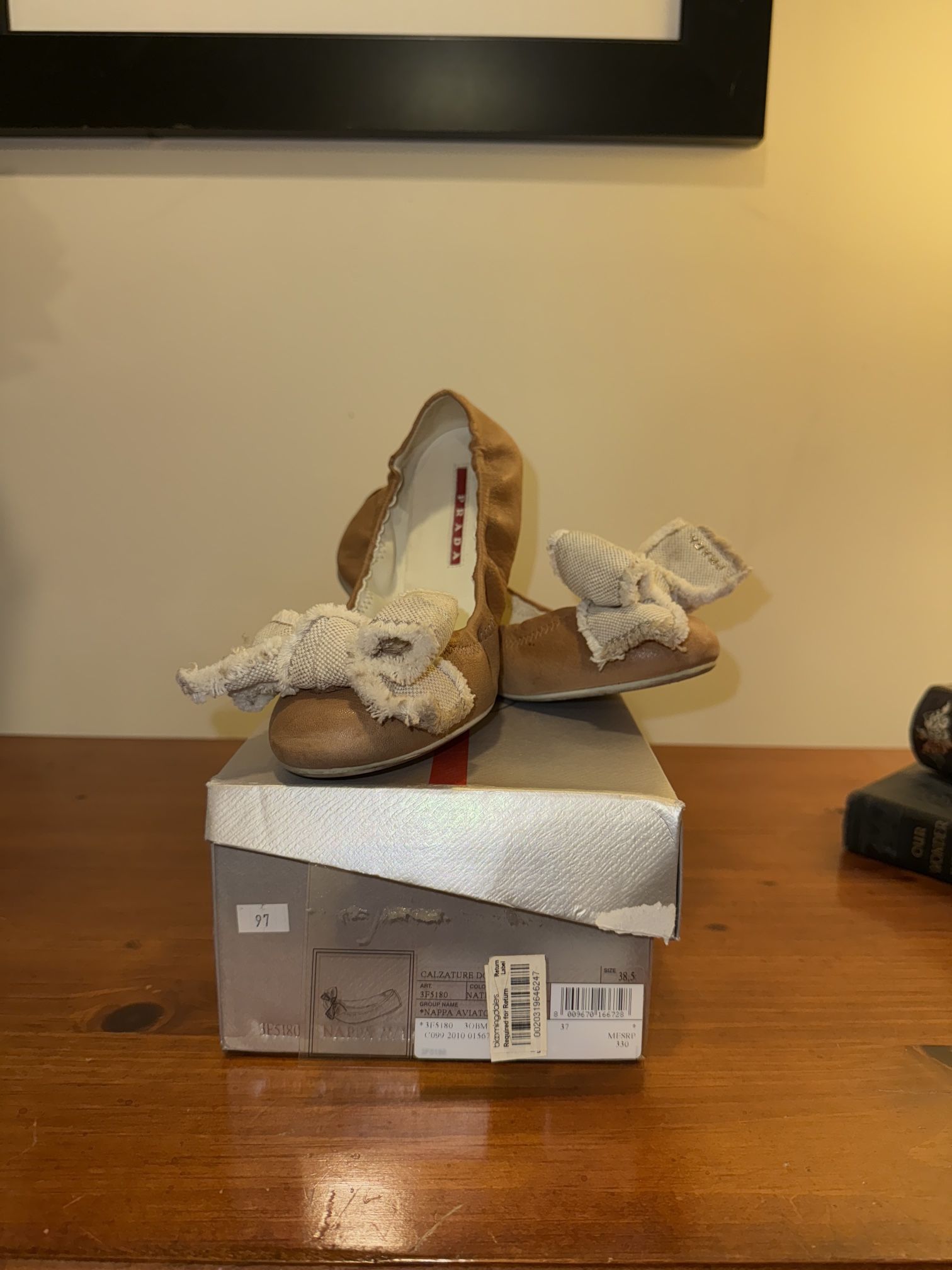 Prada Nappa Aviator Ballet Flats